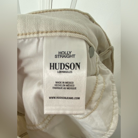 HUDSON JEANS NWT White Soft Ecru Tan Stitch Holly Straight Size 31 - Picture 9 of 9